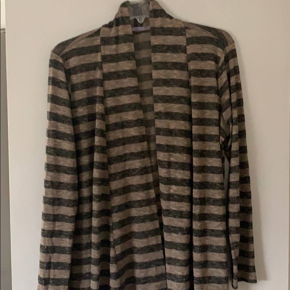 Plus Size Striped Black and Tan Cardigan Size 2X